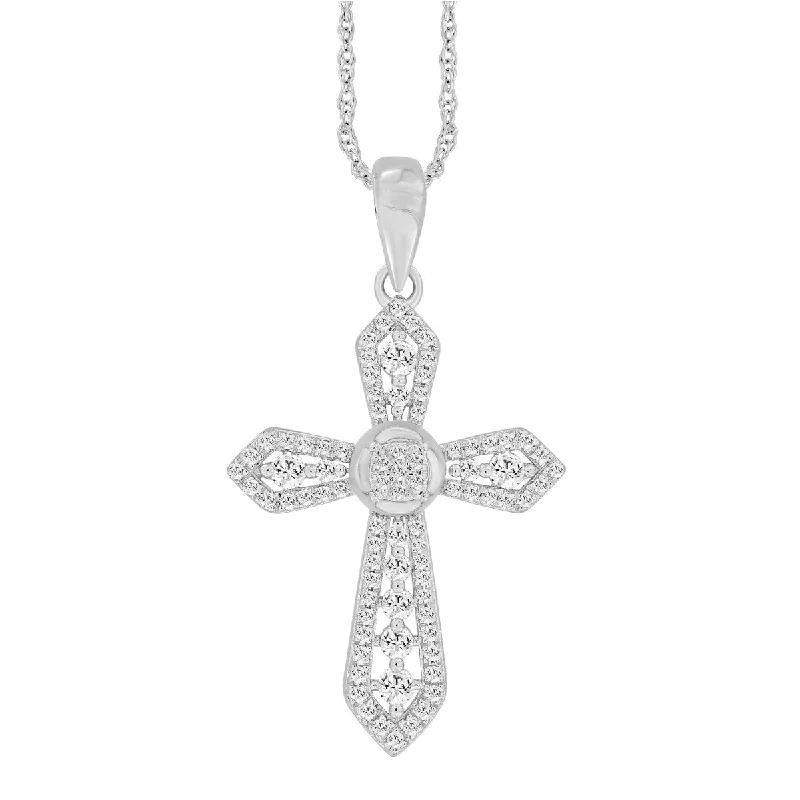 10KT Gold 1/3 CTW Diamond Cross Pendant