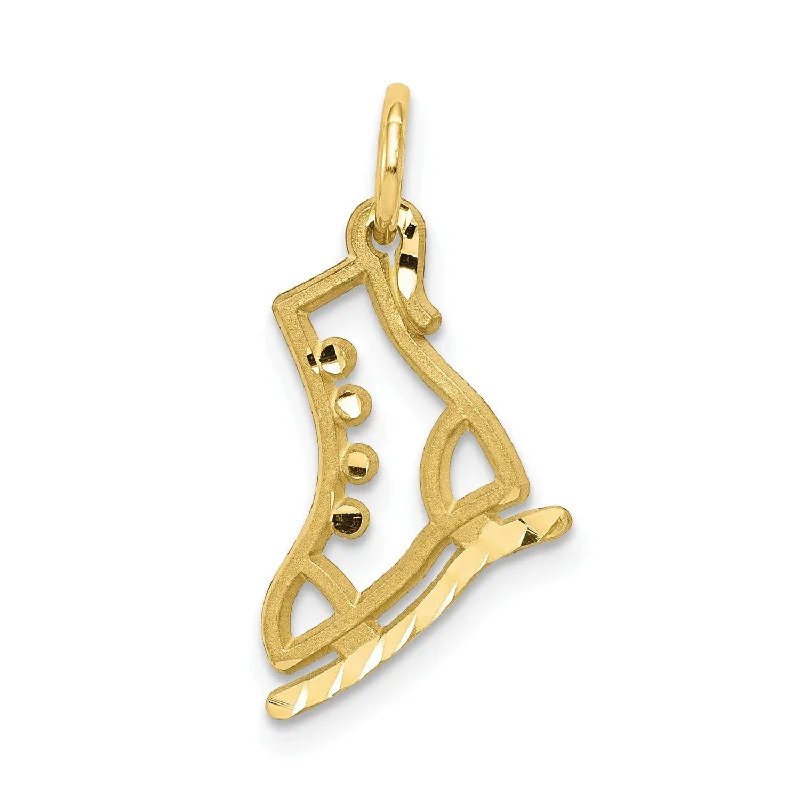 10KT Yellow Gold 20X11MM Diamond-cut Ice Skate Charm