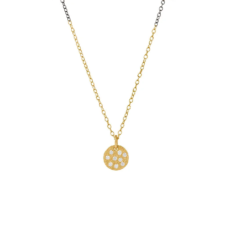 14 Karat Yellow Gold GALA Disc Pendant with Diamonds