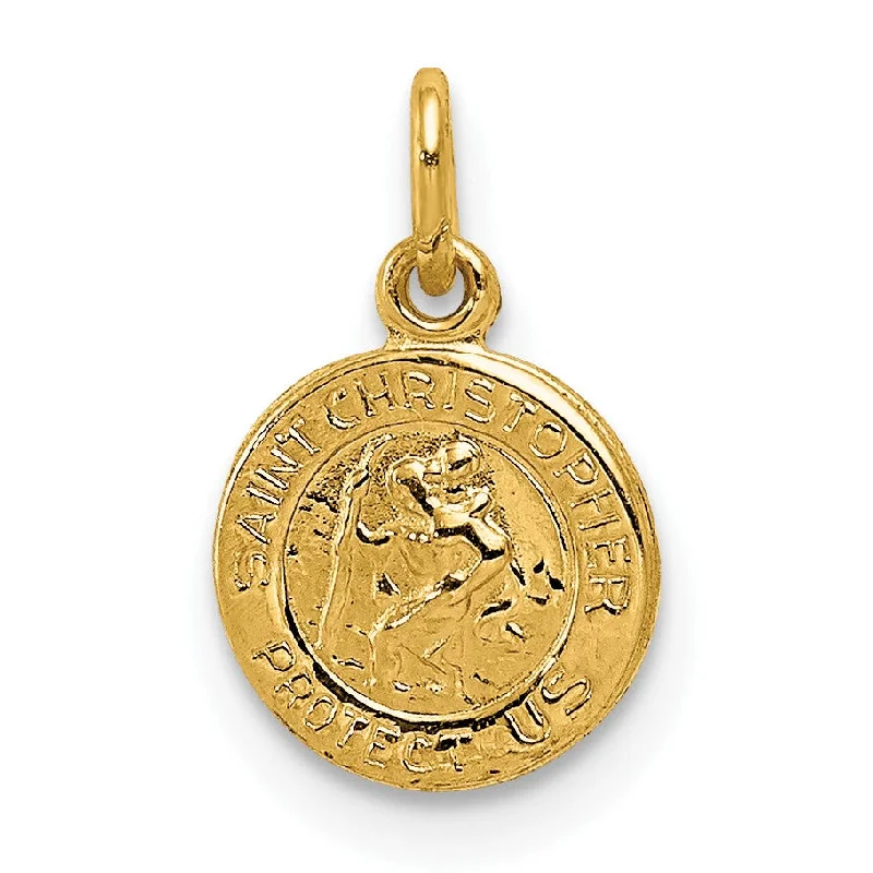 14KT Yellow Gold 14X8MM Medal Saint Christopher Pendant. Chain Not Included