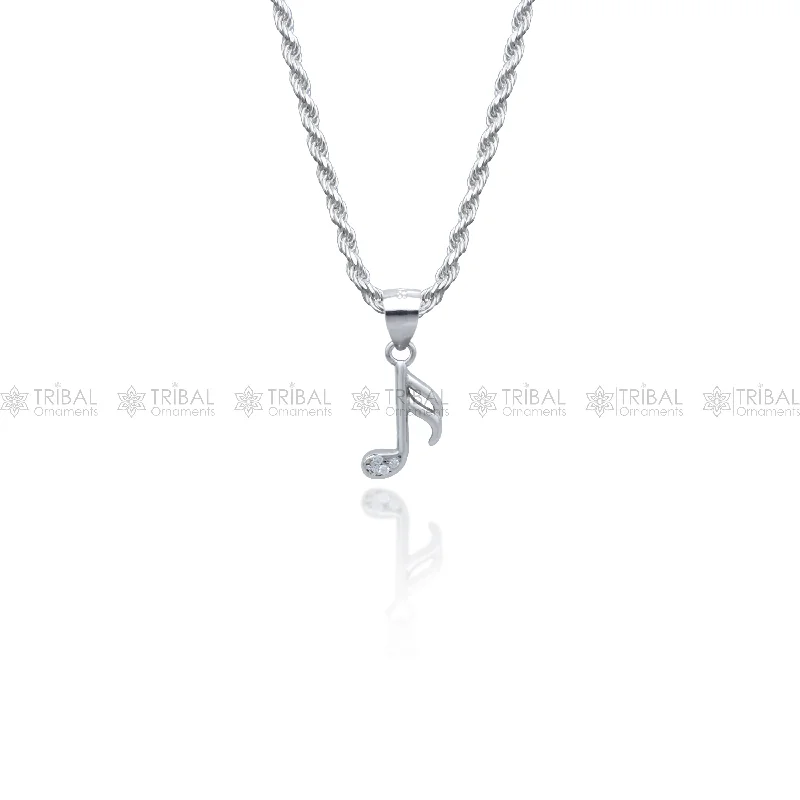 925 Sterling silver music note design  diamond cubic zirconia stone  pendant nsp989