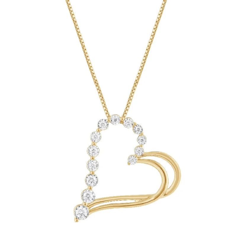 EcoLove 1/4 CTW Lab Grown Diamond 18-inch Heart Pendant in Gold Plated Sterling Silver