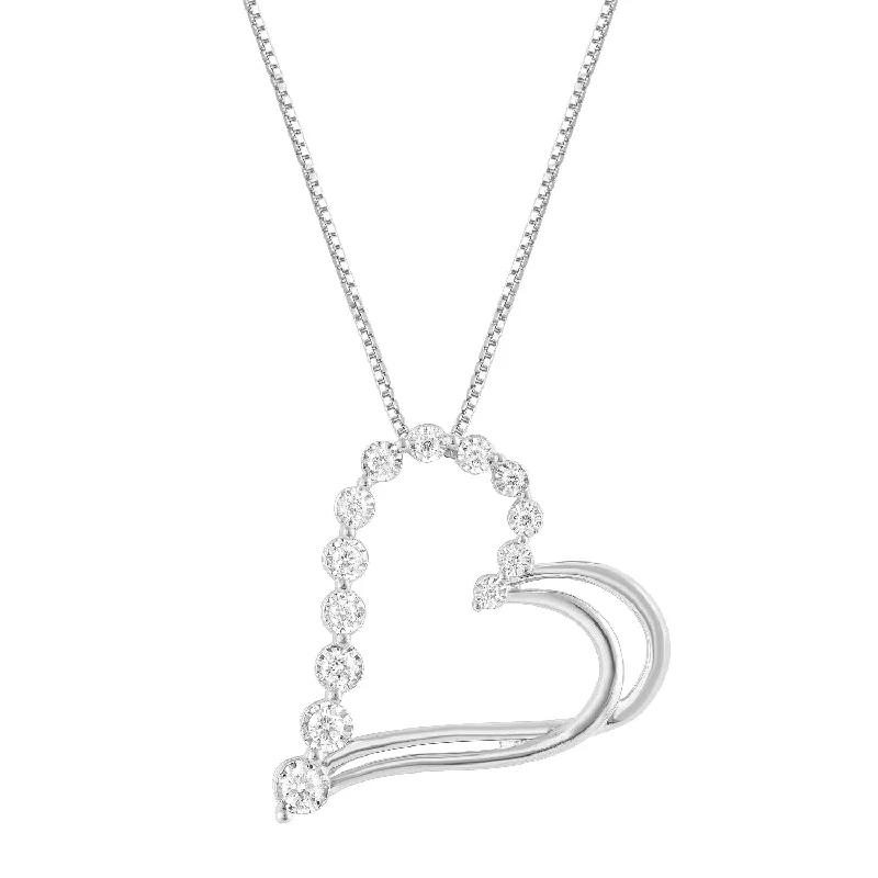 EcoLove 1/4 CTW Lab Grown Diamond 18-inch Heart Pendant in Gold Plated Sterling Silver