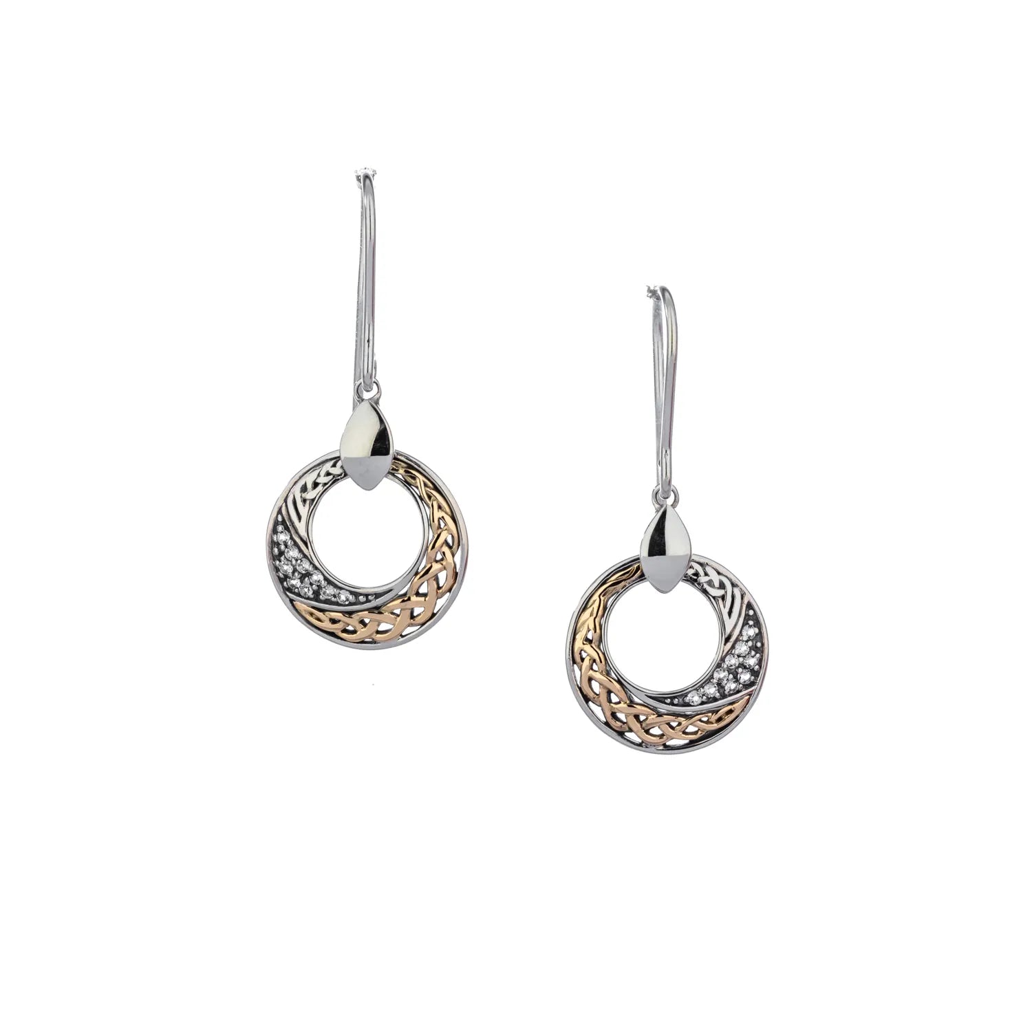 Keith Jack Sterling Silver + 10k Celtic Comet White Topaz pave set Earrings