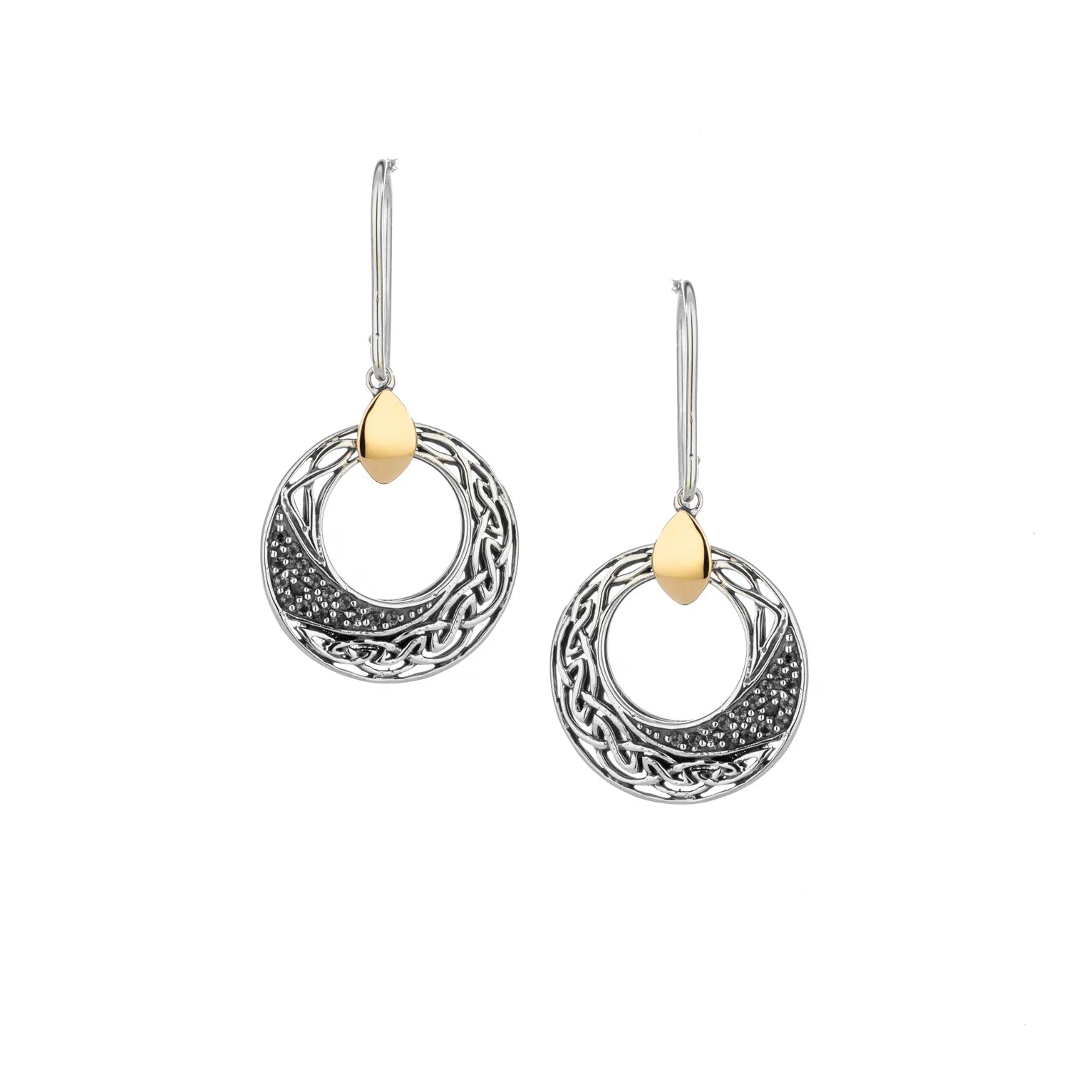 Keith Jack Sterling Silver + 10k Celtic Comet White Topaz Round Earrings