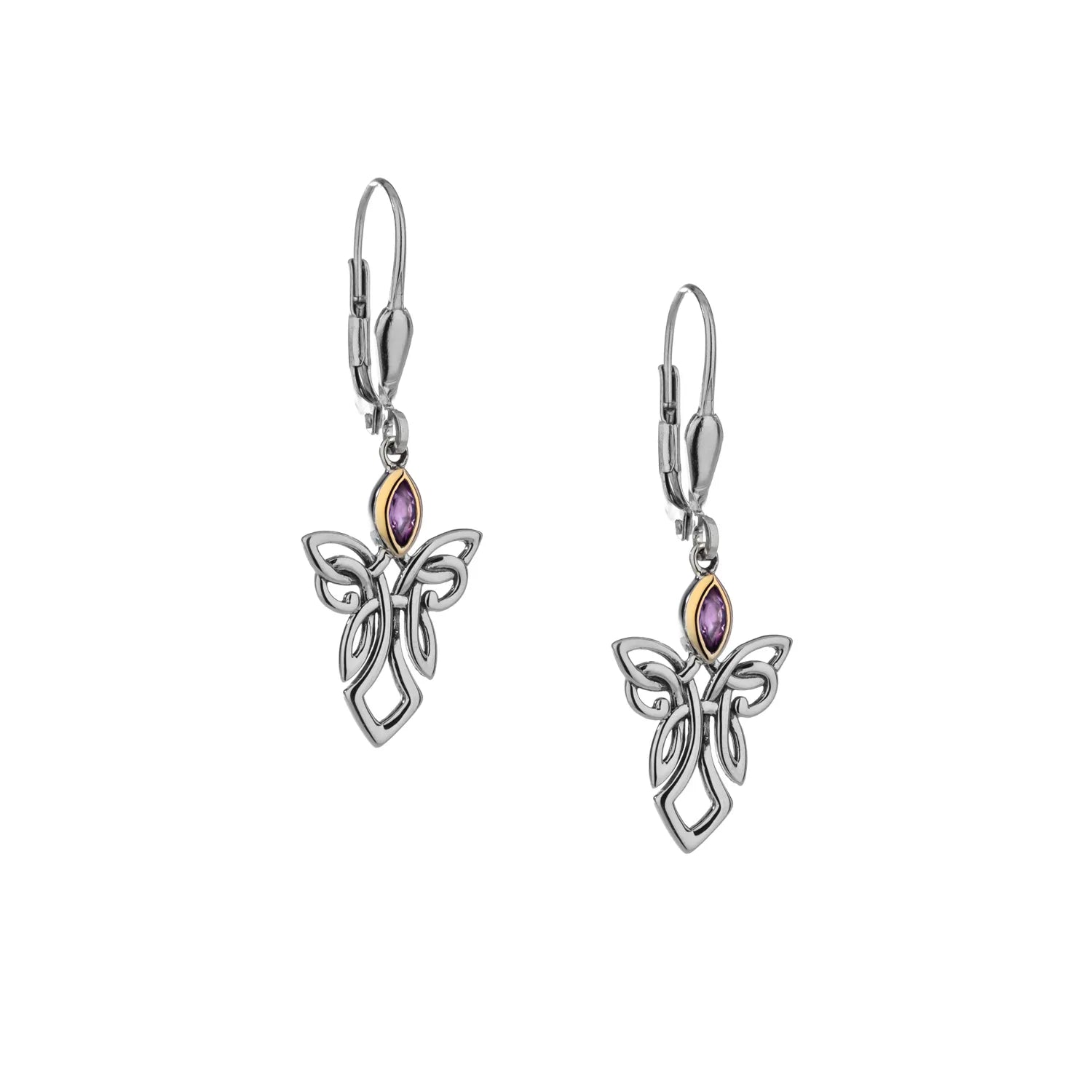 Keith Jack Sterling Silver + 10k Guardian Angel Amethyst Earrings