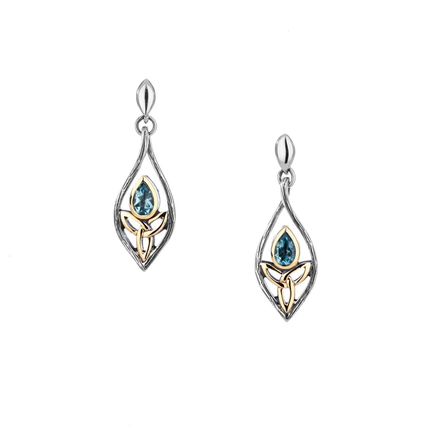 Keith Jack Sterling Silver + 10k Guardian Angel Blue Topaz Earrings