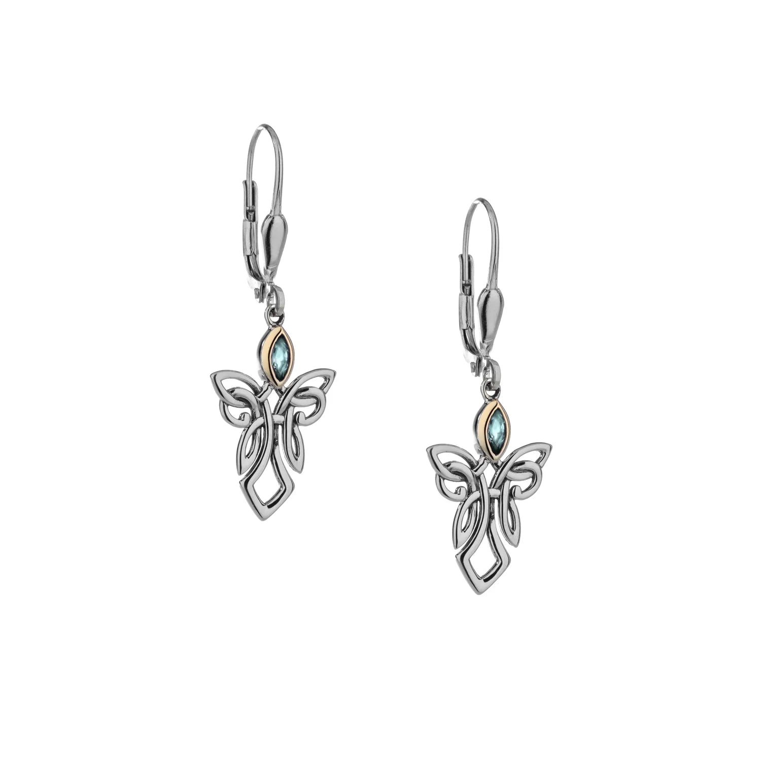 Keith Jack Sterling Silver + 10k Guardian Angel Sky Blue Topaz Earrings