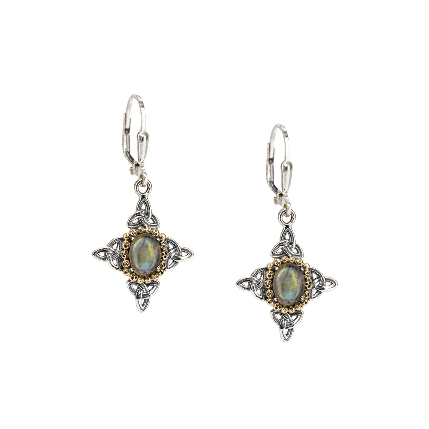 Keith Jack Sterling Silver + 10k Labradorite Celestial Leverback Earrings