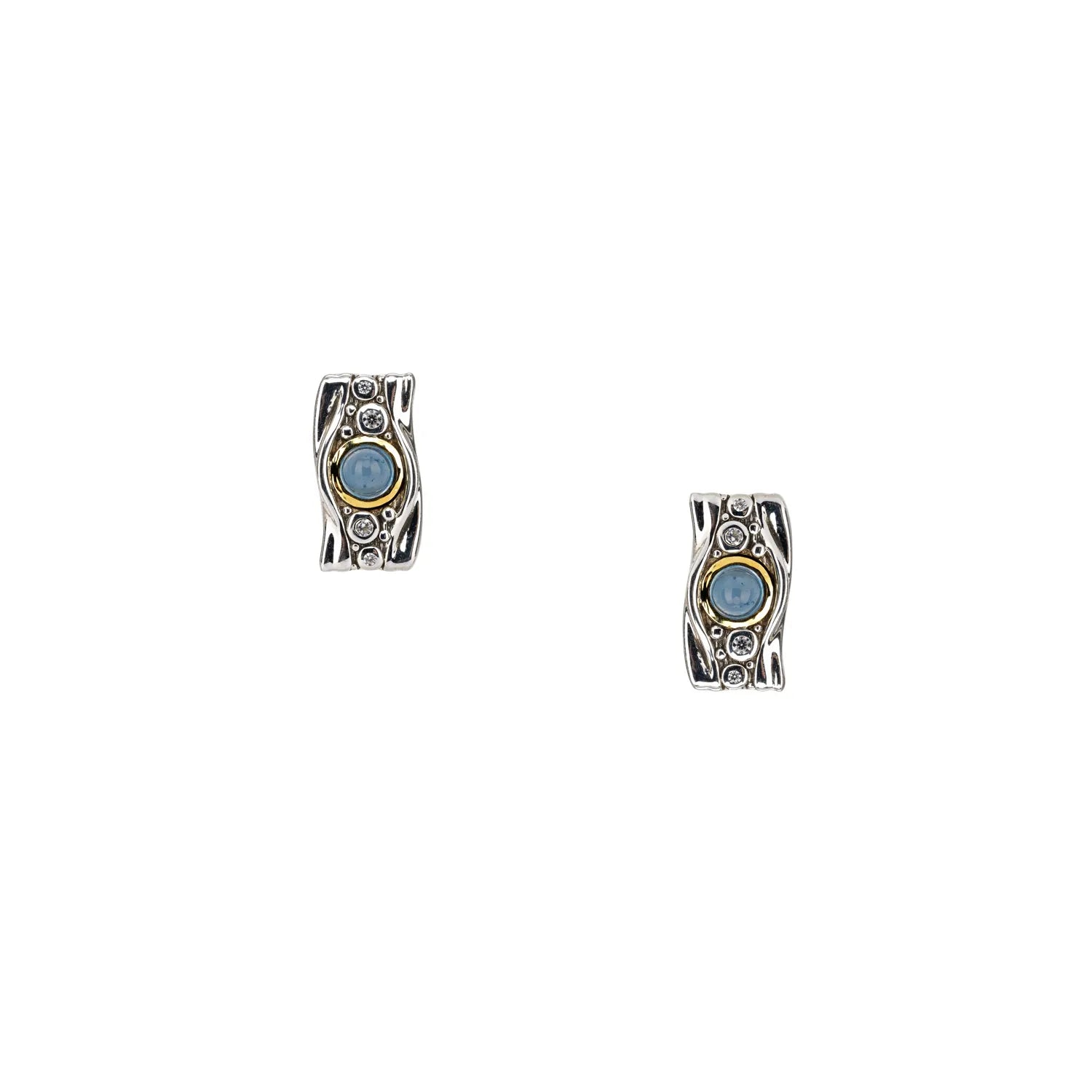 Keith Jack Sterling Silver + 10k London Blue Topaz & CZ Rocks 'n Rivers Stud Earrings