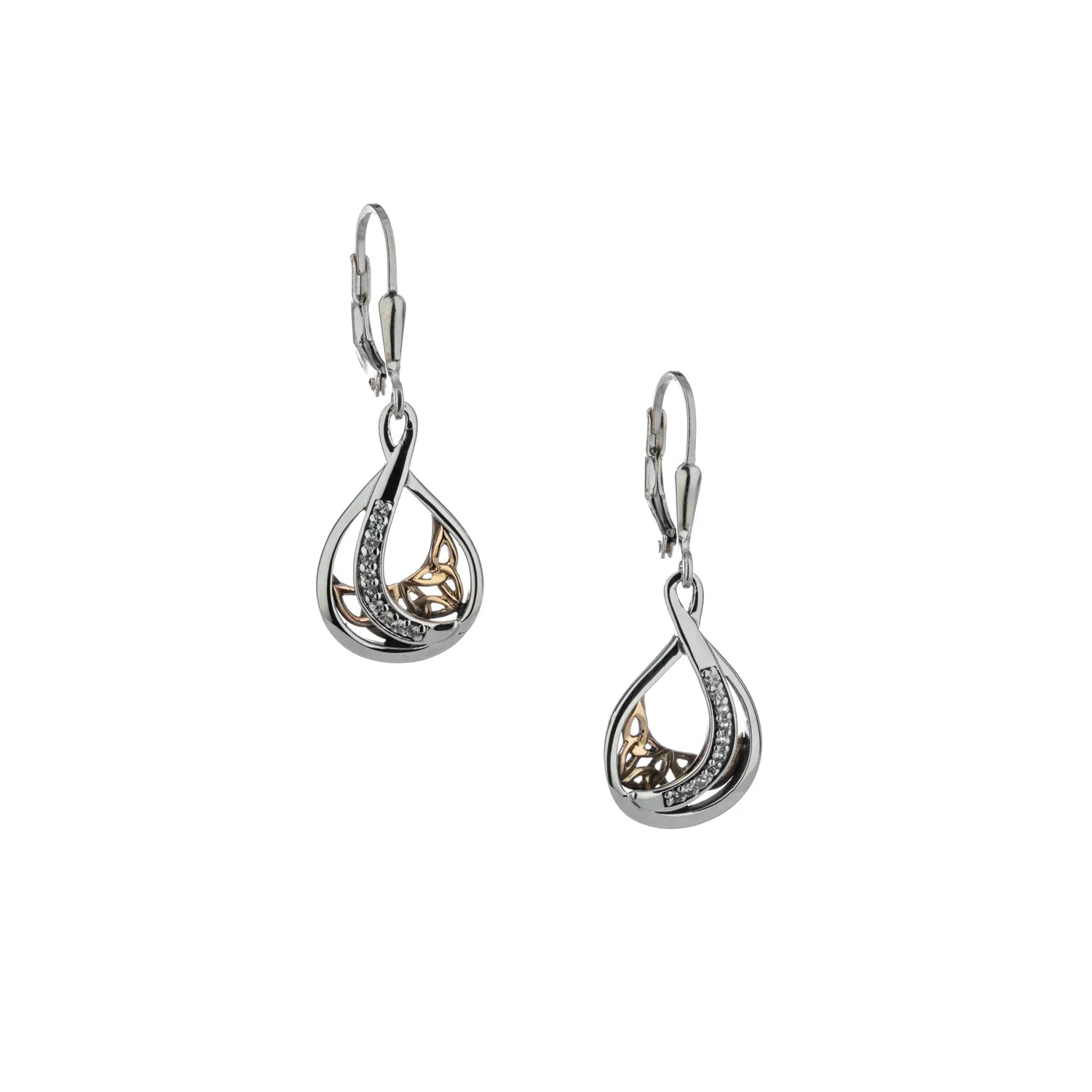 Keith Jack Sterling Silver + 10k White Sapphire Trinity Teardrop Earrings