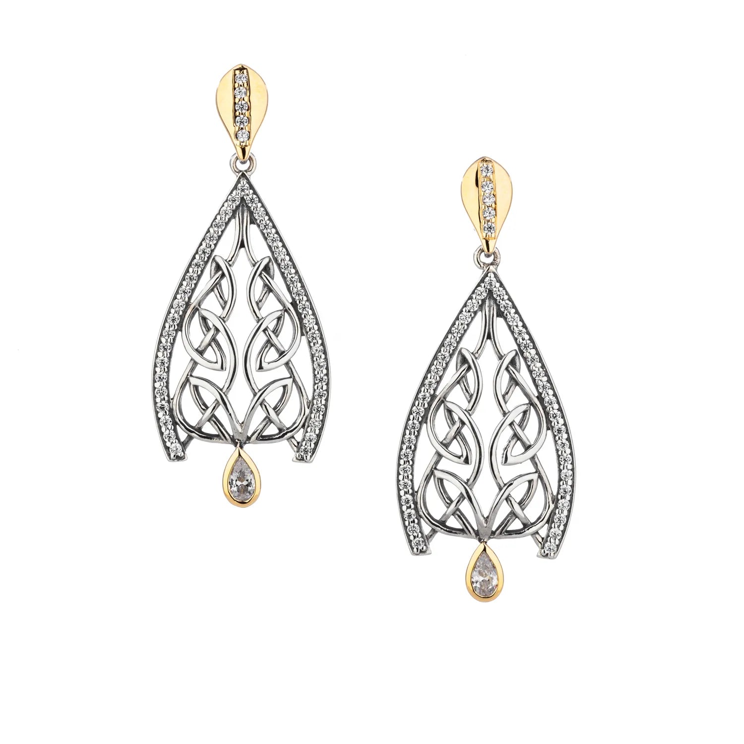 Keith Jack Sterling Silver + 10k with CZ Dew Drop Gateway Earrings