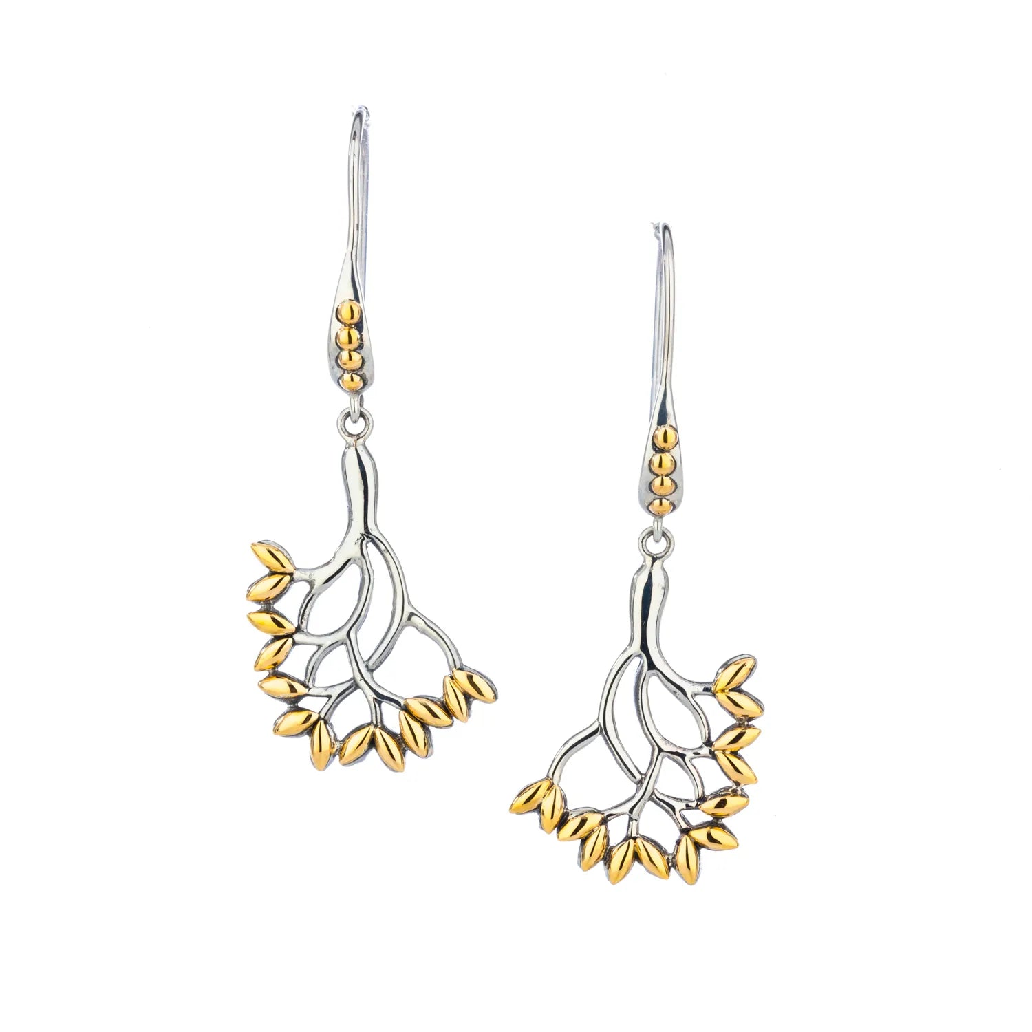 Keith Jack Sterling Silver + 18k Tree of Life Hook Earrings