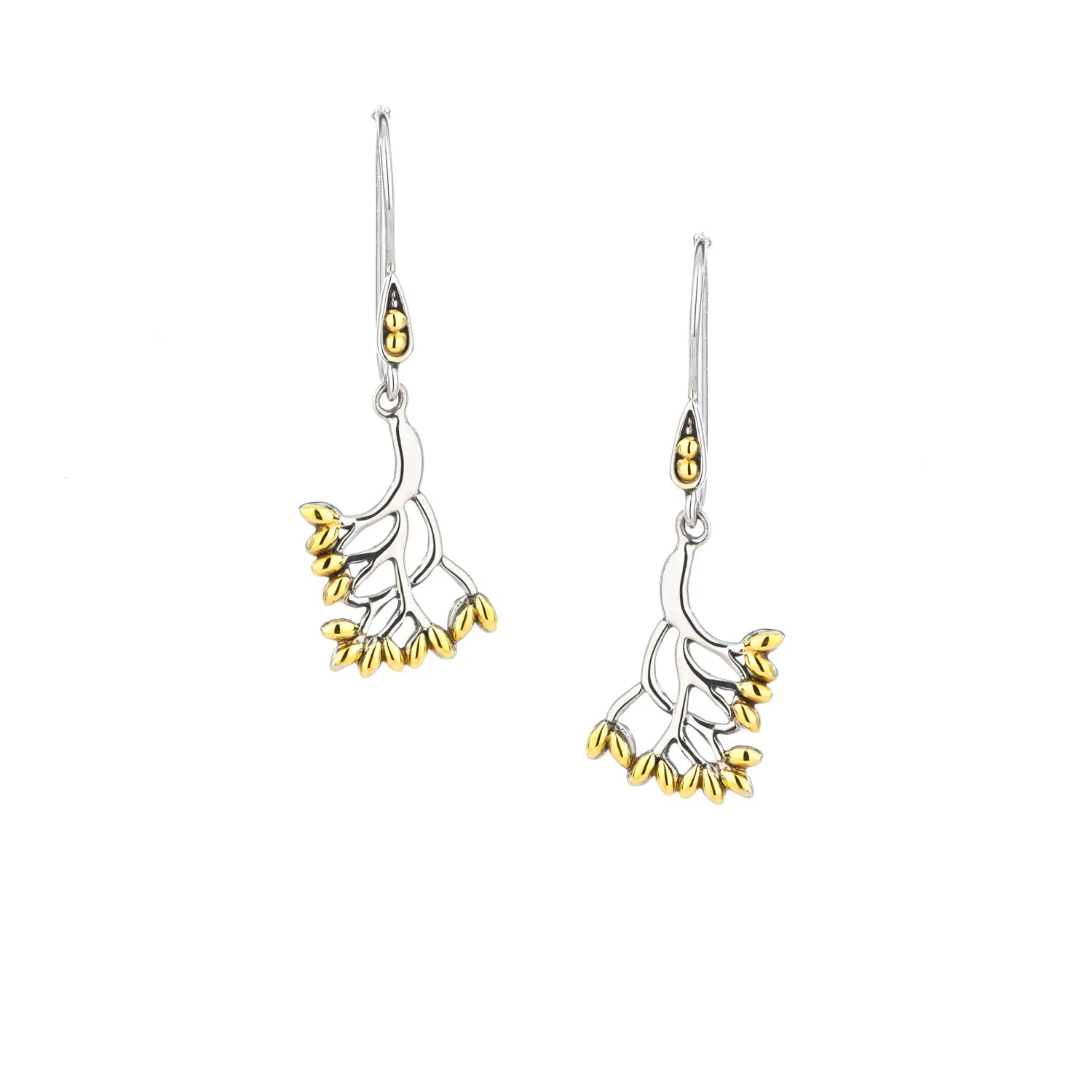 Keith Jack Sterling Silver + 18k Tree of Life Small Hook Earrings