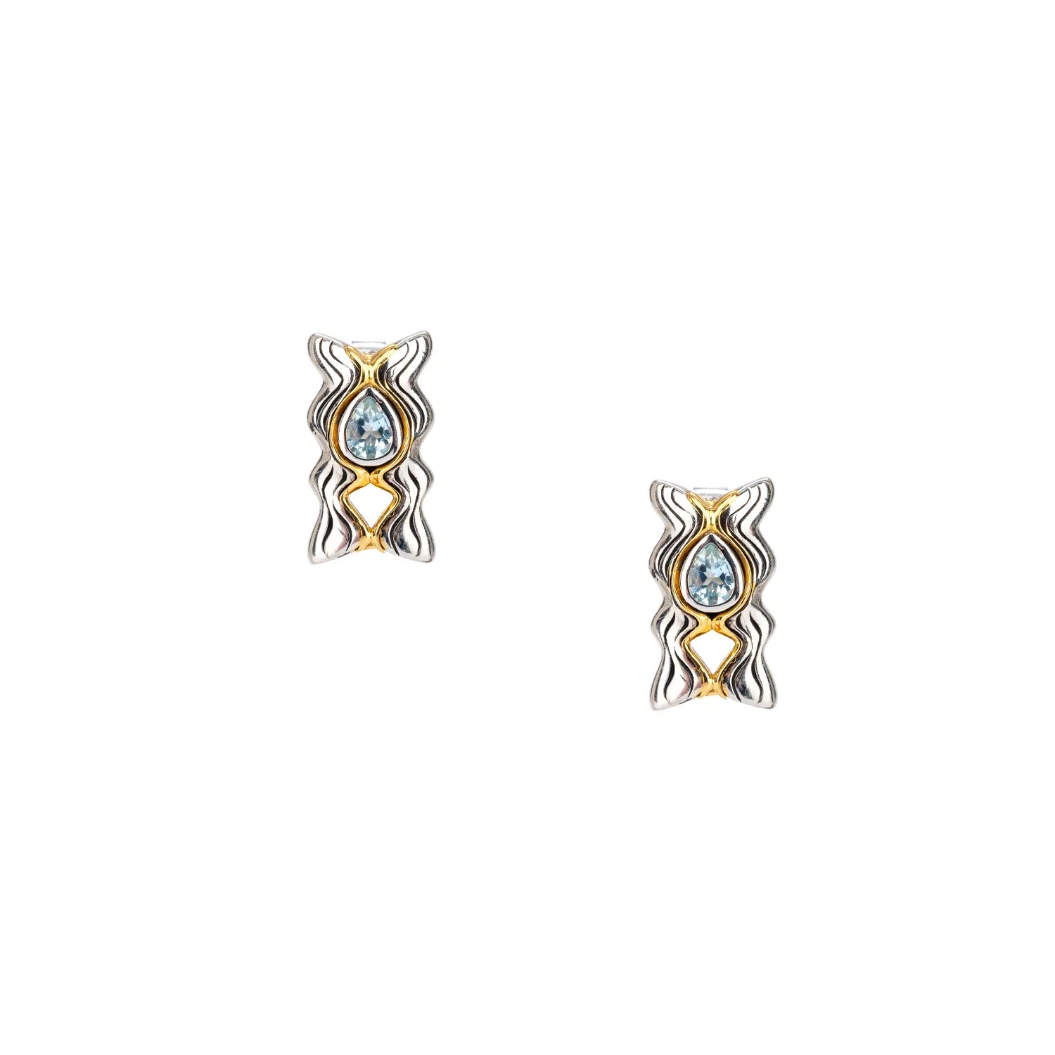 Keith Jack Sterling Silver Rhodium + 10k Blue Topaz Rocks 'n Rivers Stud Earring