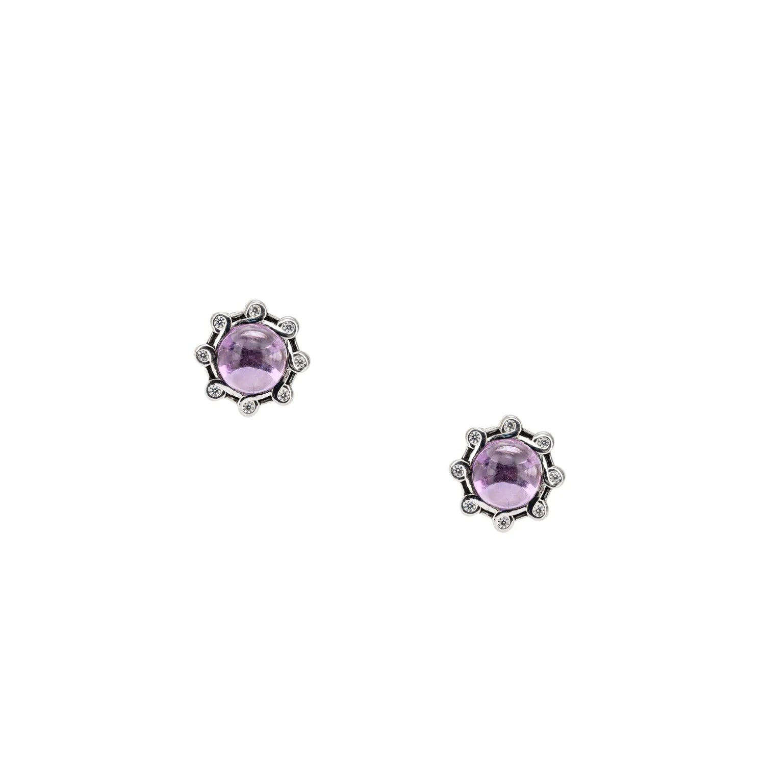 Keith Jack Sterling Silver Rhodium Amethyst  & CZ Celestial Stud Earrings