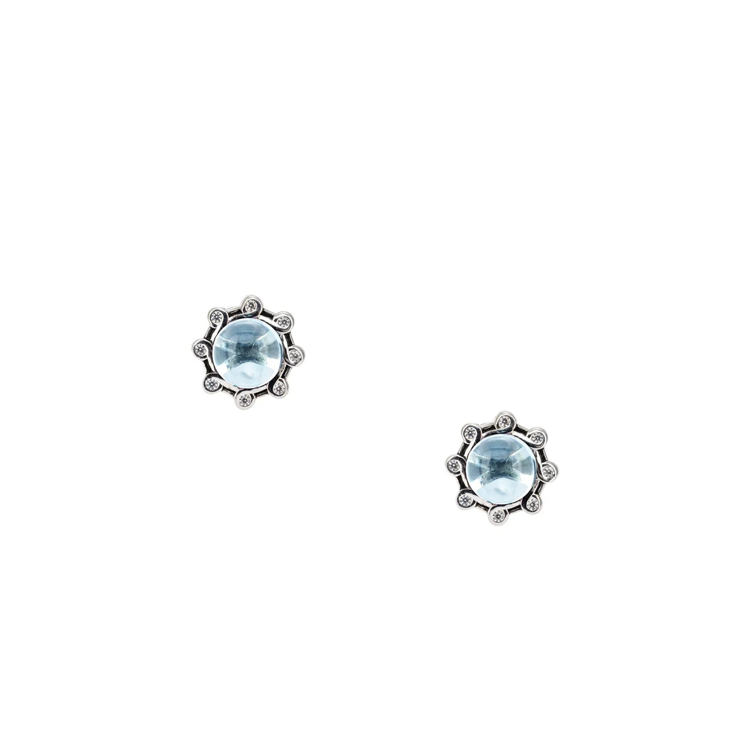 Keith Jack Sterling Silver Rhodium Sky Blue Topaz & CZ Celestial Stud Earrings