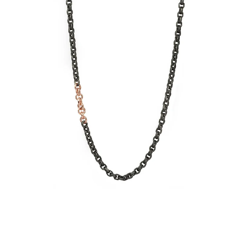 Sterling Silver Black Rhodium and Rose Gold OLIVIA Chain