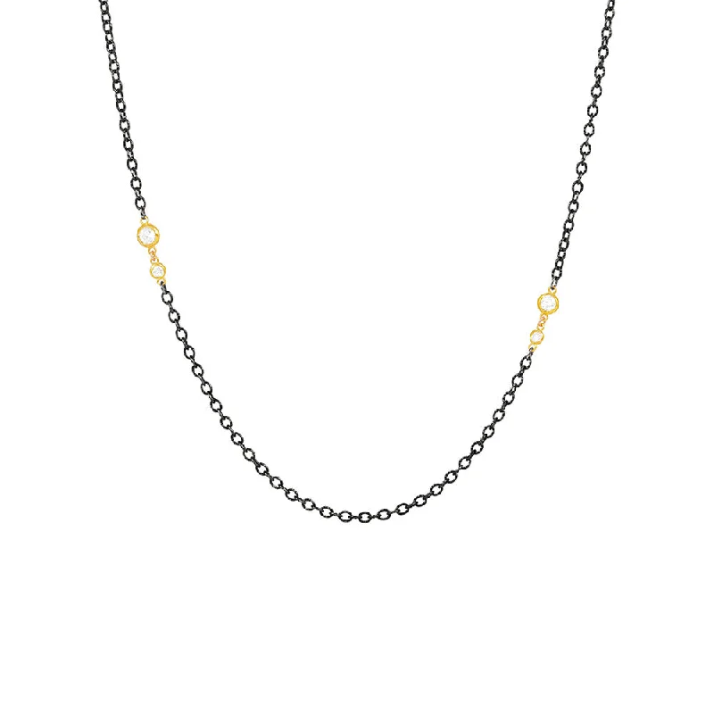 Sterling Silver Black Rhodium MARLIE Chain with 4 Round Diamonds