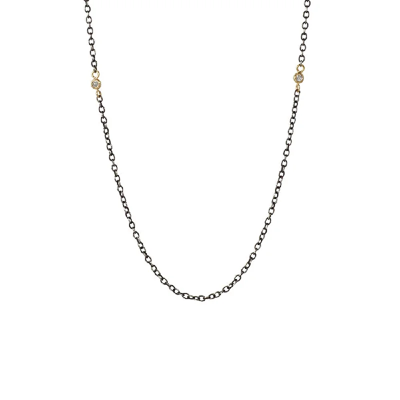 Sterling Silver Black Rhodium MINIDIA Chain with Round Diamonds