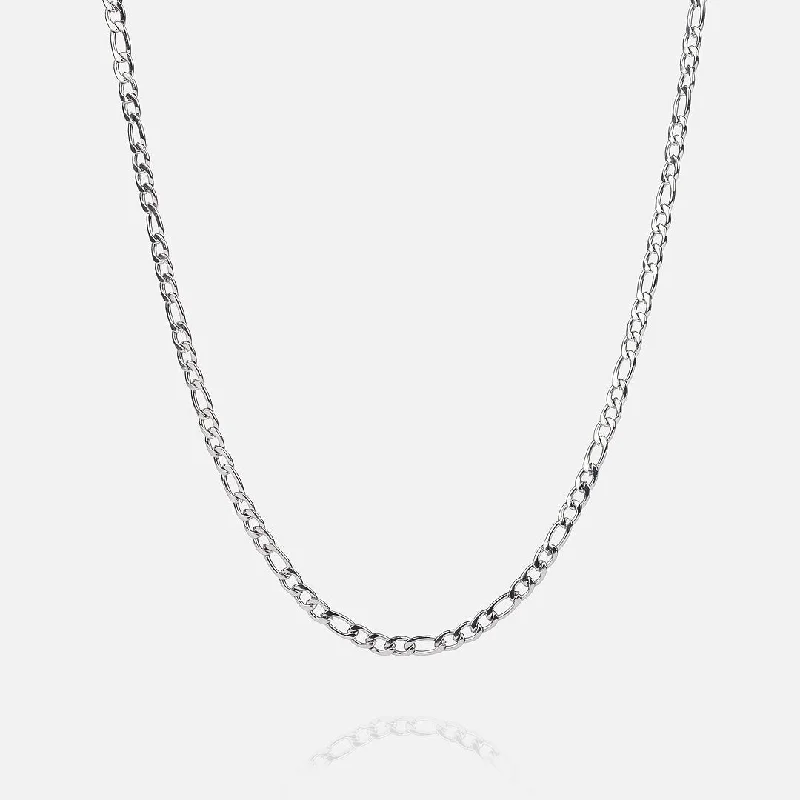 3mm Figaro Chain - White Gold