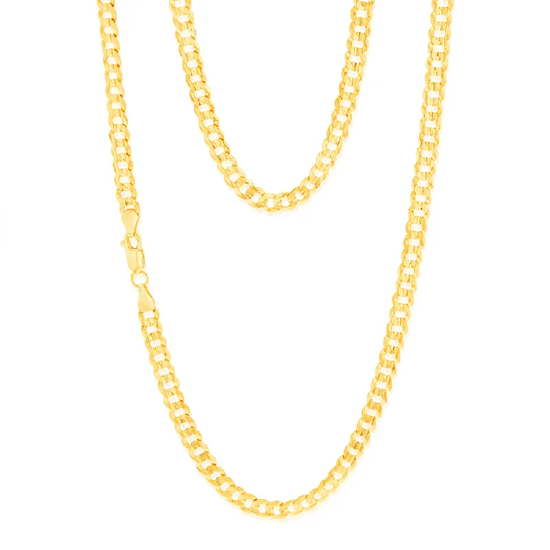 9ct Yellow Solid Gold Extra Flat Concave Curb 55cm Chain