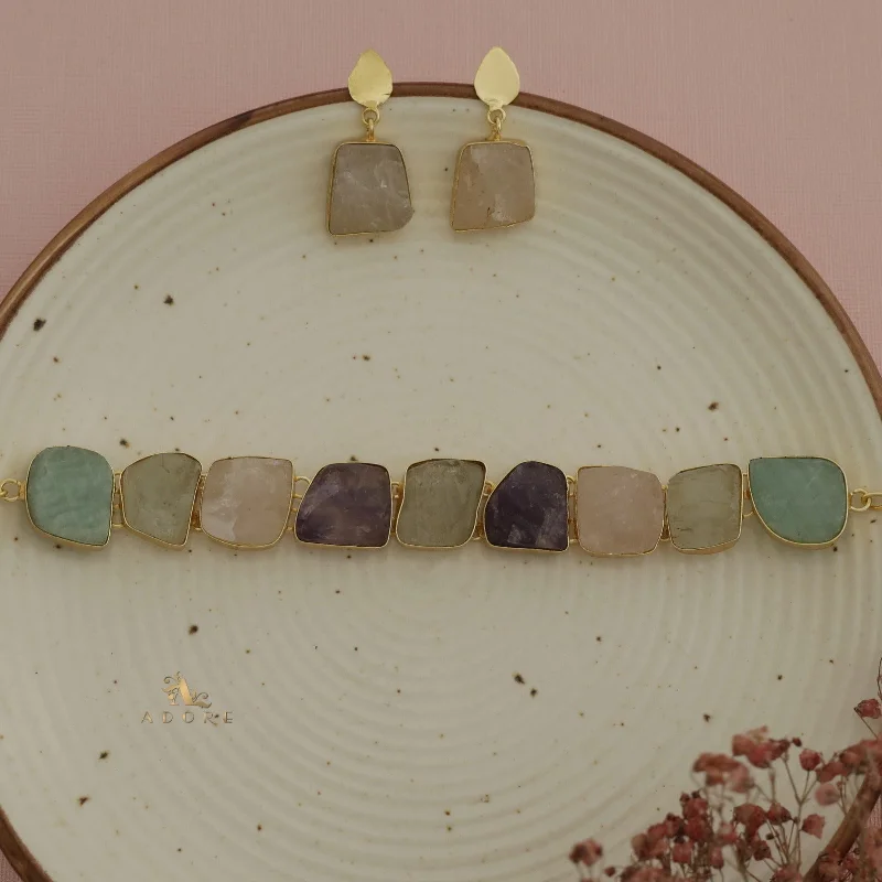 Multicolour 1 + Rose Quartz Earring