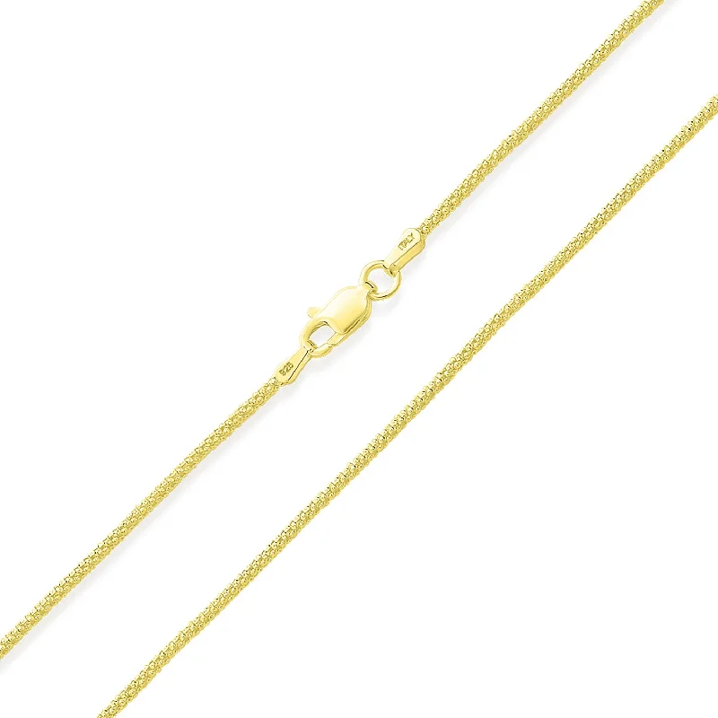 016 Gauge Bali Style Gold Plated Sterling Silver Popcorn Chain Necklace 16-24 Inch