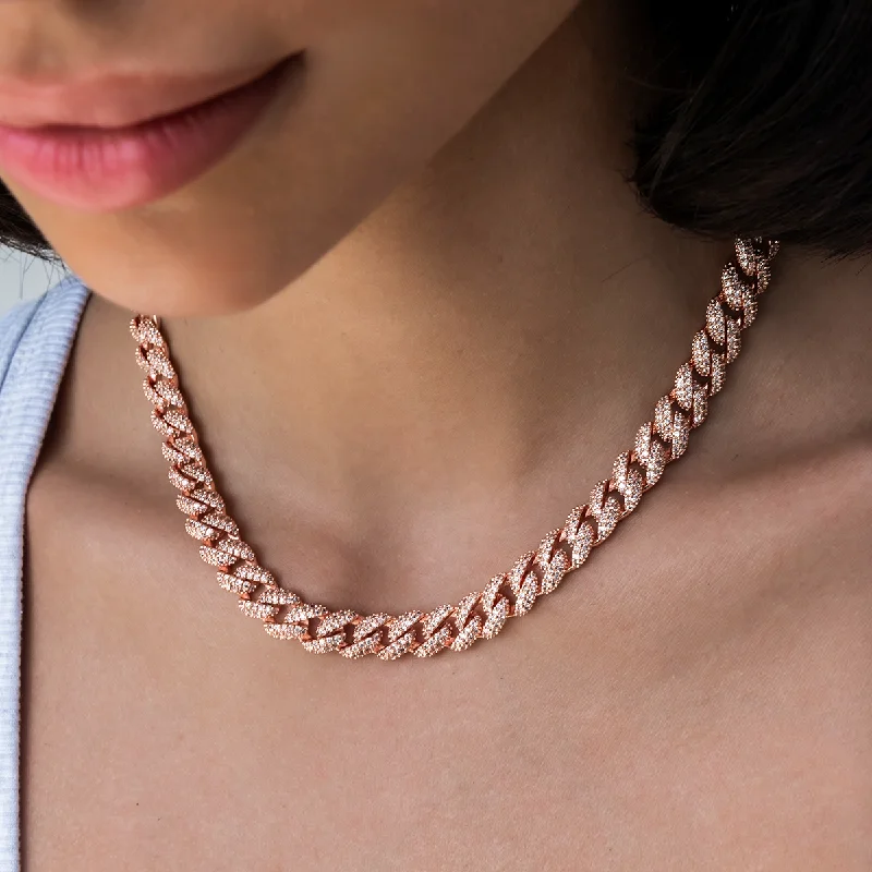 Diamond Cuban Necklace in Rose Gold- 8.5mm