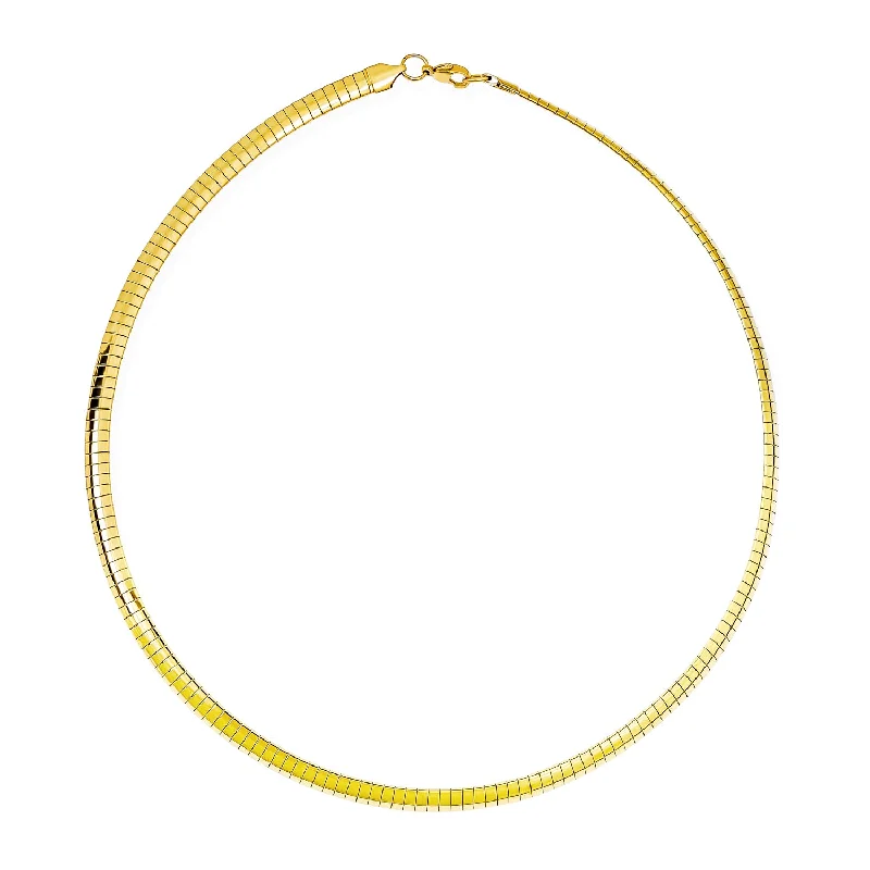 Flexible Flat Gold Silver Two Tone Collar Necklace Omega Snake Chain 5MM-10 Wide