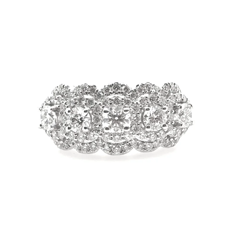 Forevermark White Gold Five Stone Diamond Halo Band