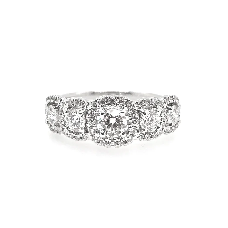 Forevermark White Gold Five Stone Diamond Halo Band