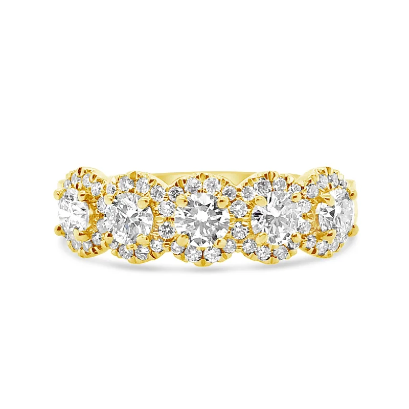 Forevermark Yellow Gold Five Stone Diamond Halo Band