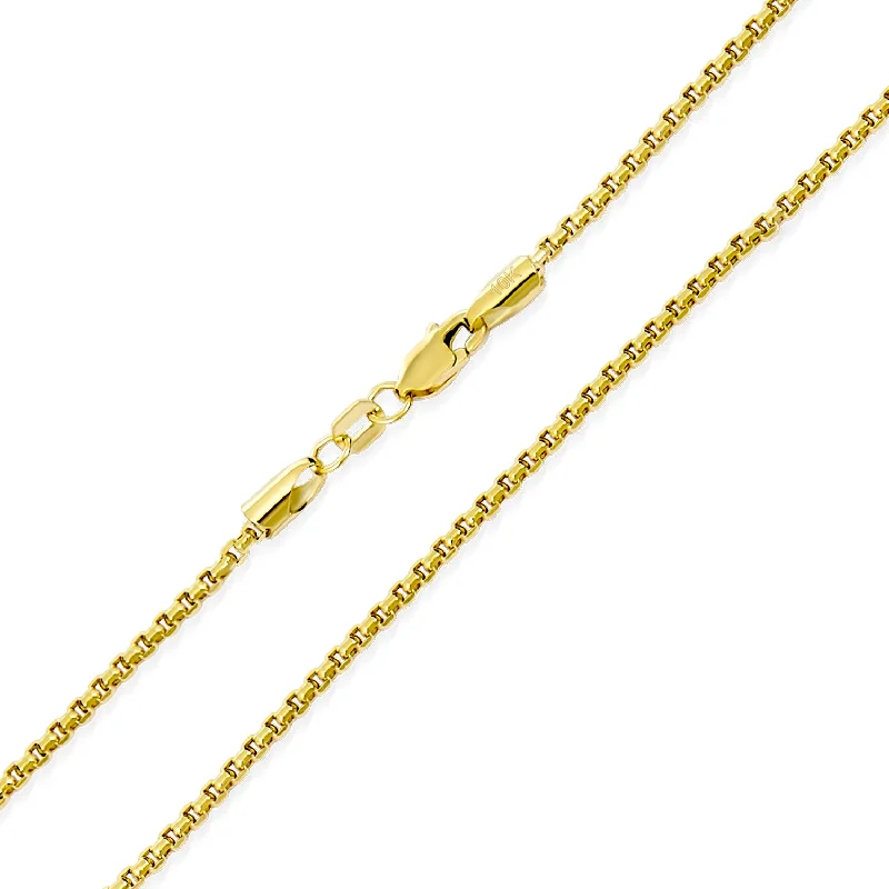 Genuine 10K Gold Diamond Cut Box Chain Necklace for Men Unisex 16-24 Inch