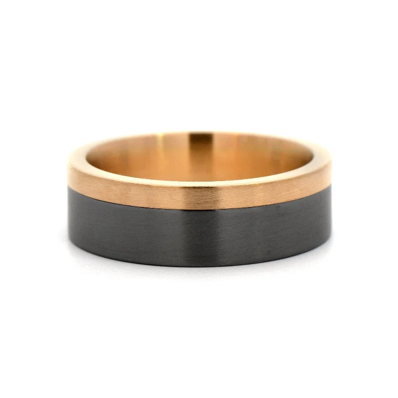 14K Yellow Gold Edge Satin Finished Tantalum Band