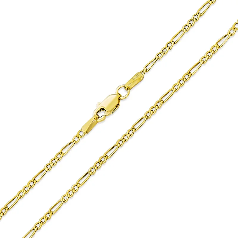 Unisex 14K Gold Figaro Chain Necklace Nickel-Free 1.8 MM Multiple Lengths