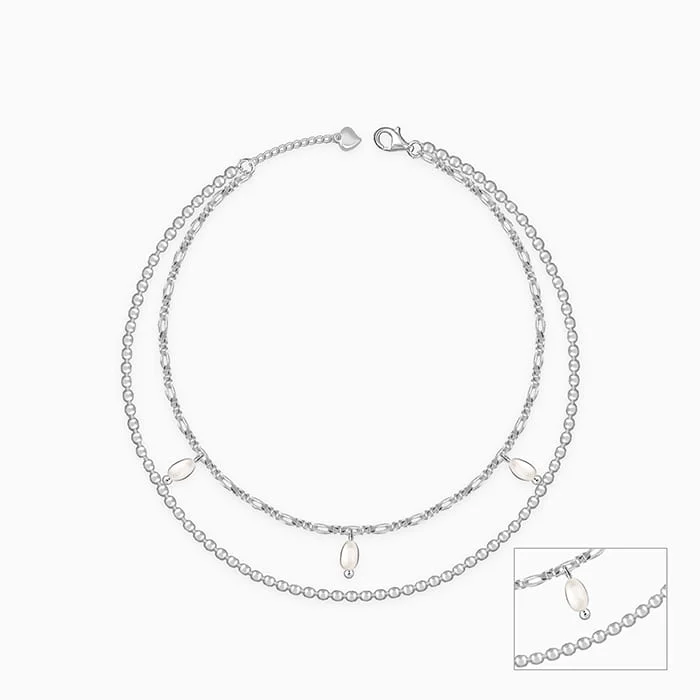 Silver Pearl Mist Anklet