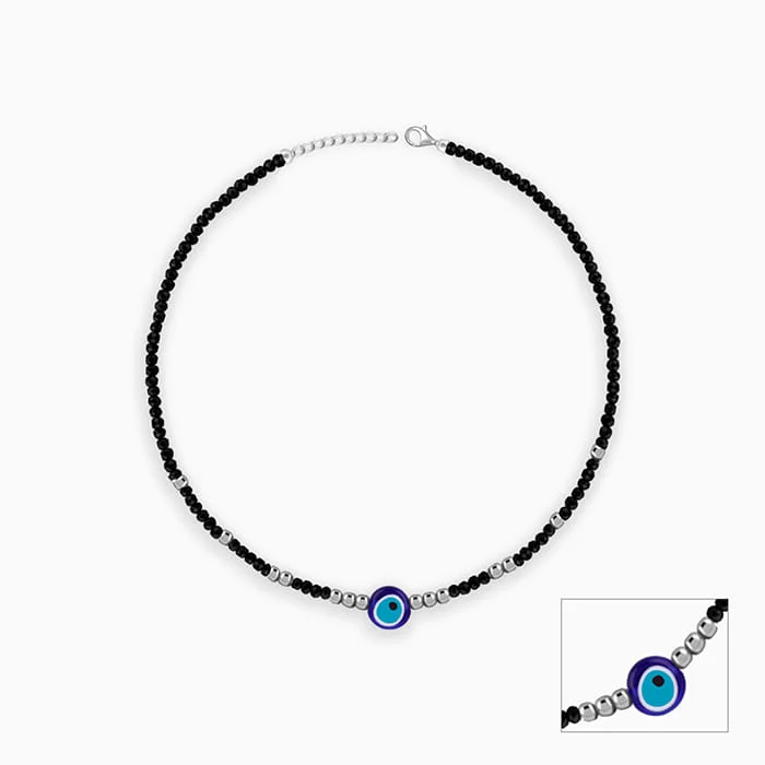 Silver Precious Evil Eye Anklet