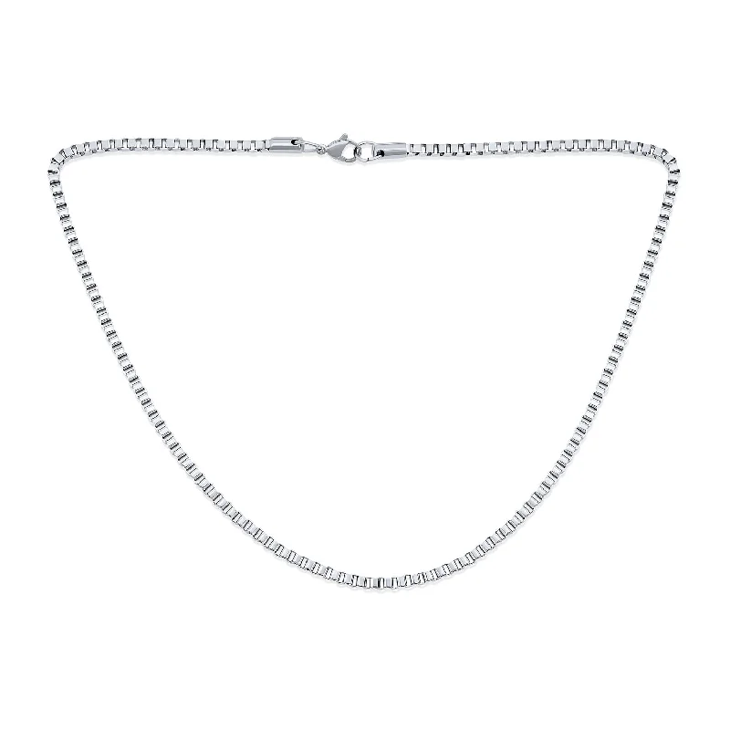 Stainless Steel 3mm Medium Men's Box Chain Necklace