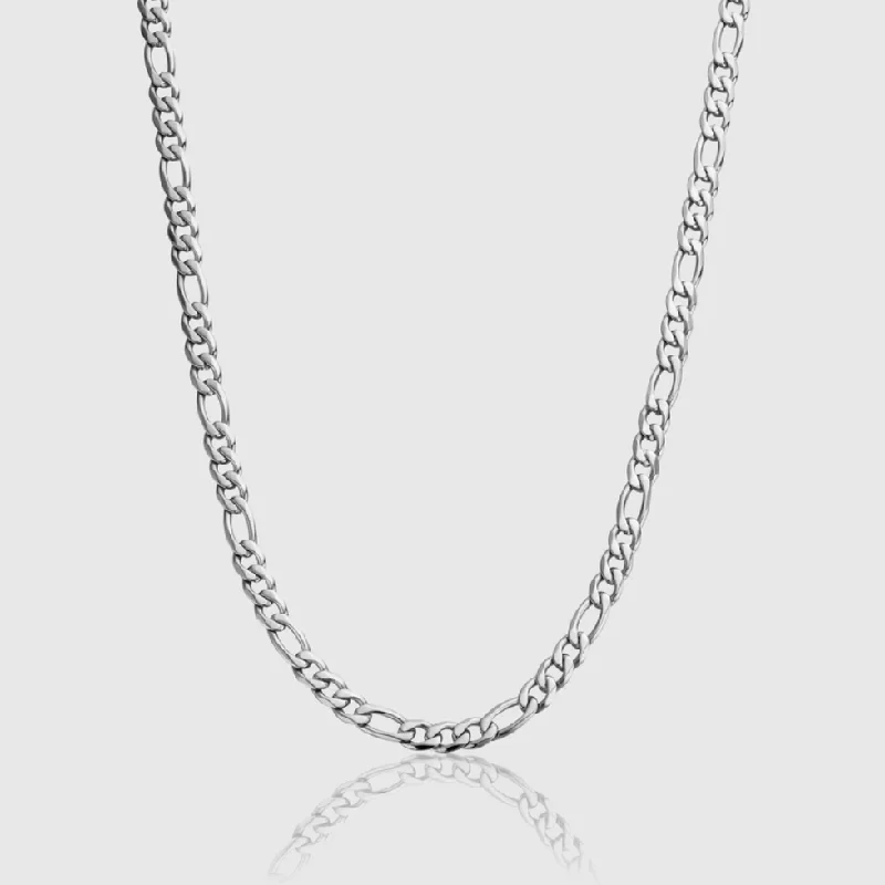 5mm Figaro Chain - White Gold