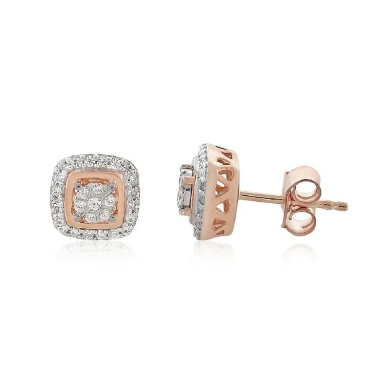 1/4 CTW Diamond Halo Stud Earrings in 10KT Rose Gold