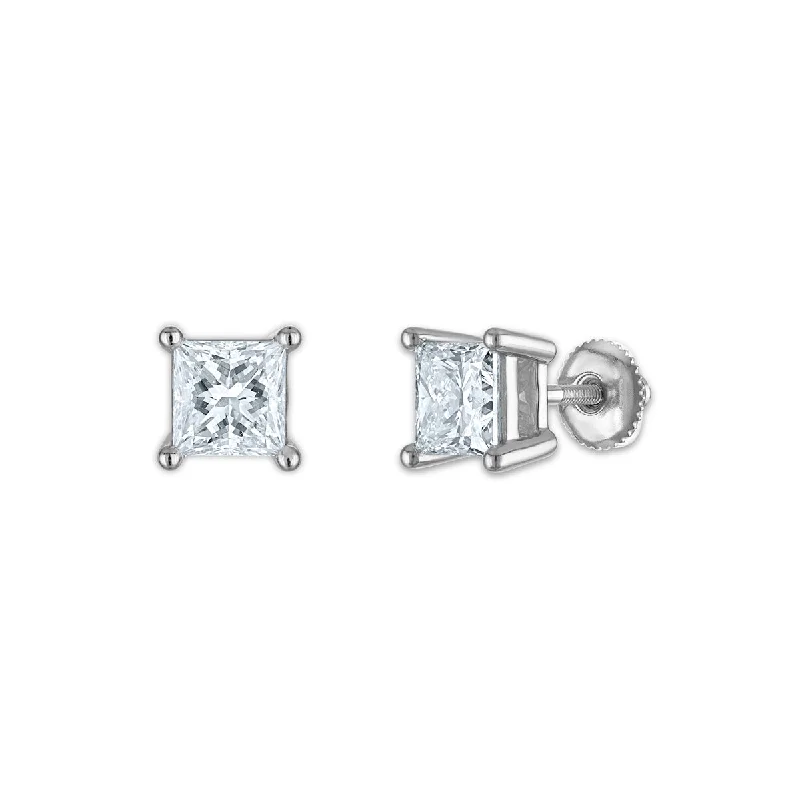 EcoLove 3 CTW Lab Grown Diamond Stud Princess Cut Earrings in 10KT White Gold