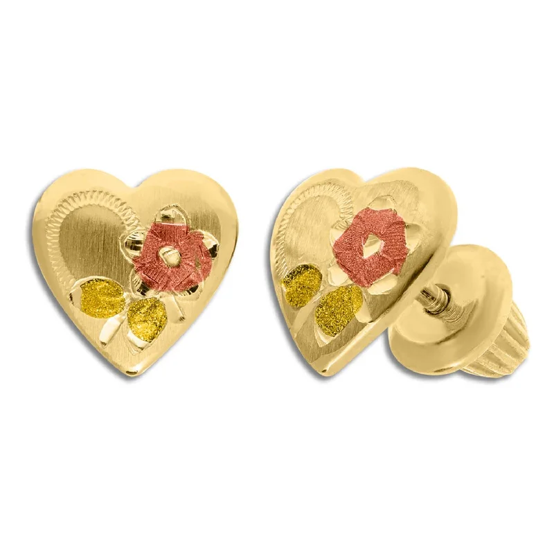 Kiddie Kraft 14KT Yellow Gold Childrens Heart Stud Earrings