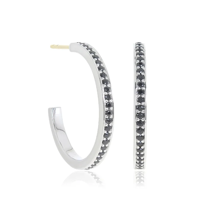 Gigi Hoop Earrings in Black Spinel