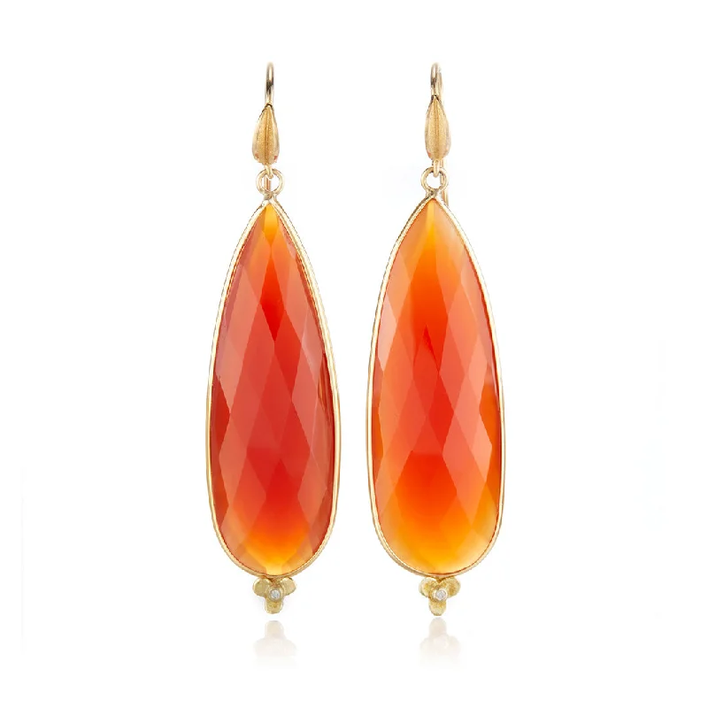 Faceted Carnelian Trillium Drop Earrings