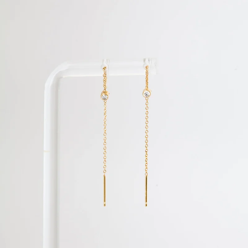 Diamond Bezel Loop Threader Earrings