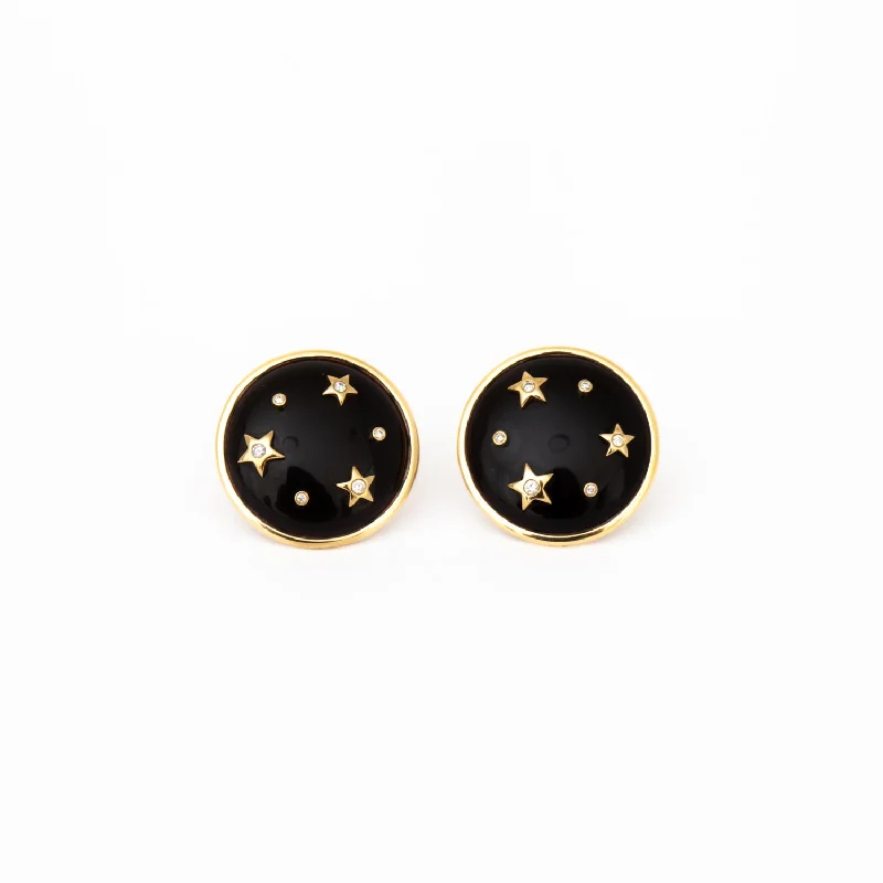 Onyx Le Stelle Button Earrings