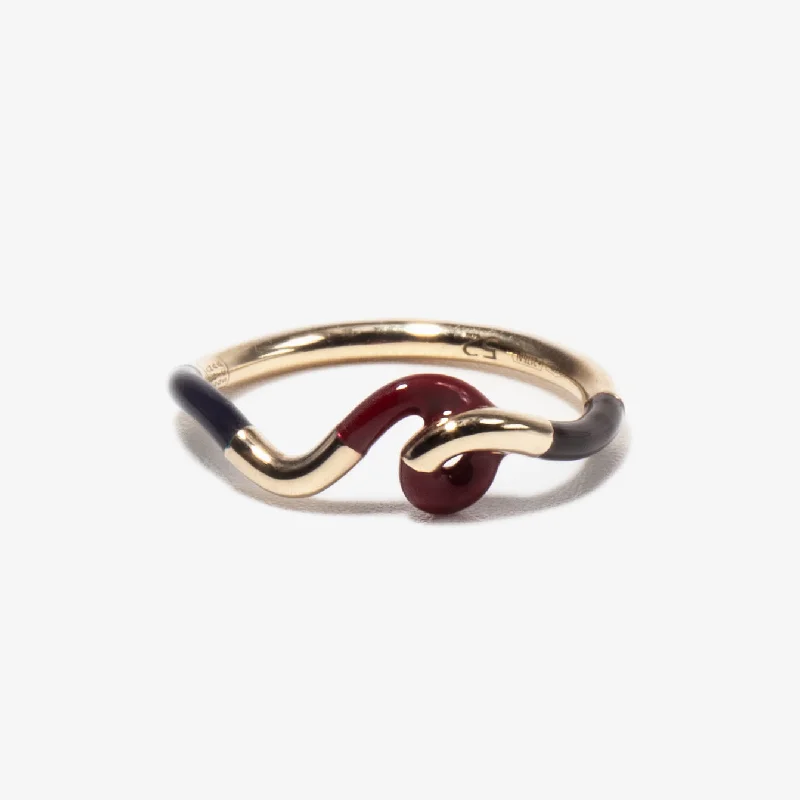 Dark Navy, Burgundy & Cherry Chocolate Enamel Multi Frequency Ring