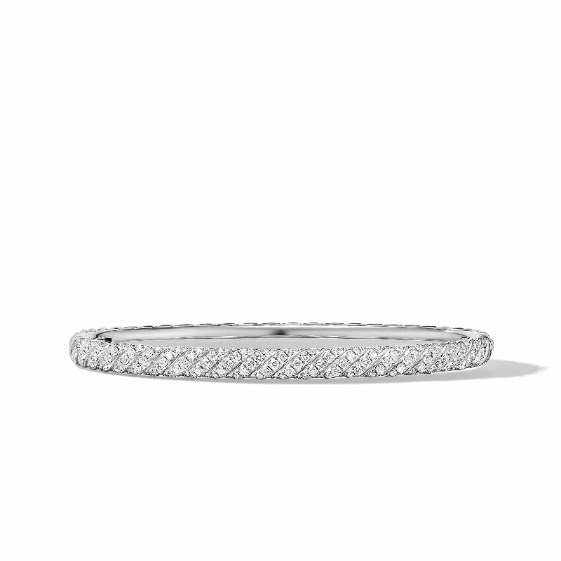 Sculpted Cable Bangle Bracelet in 18K White Gold