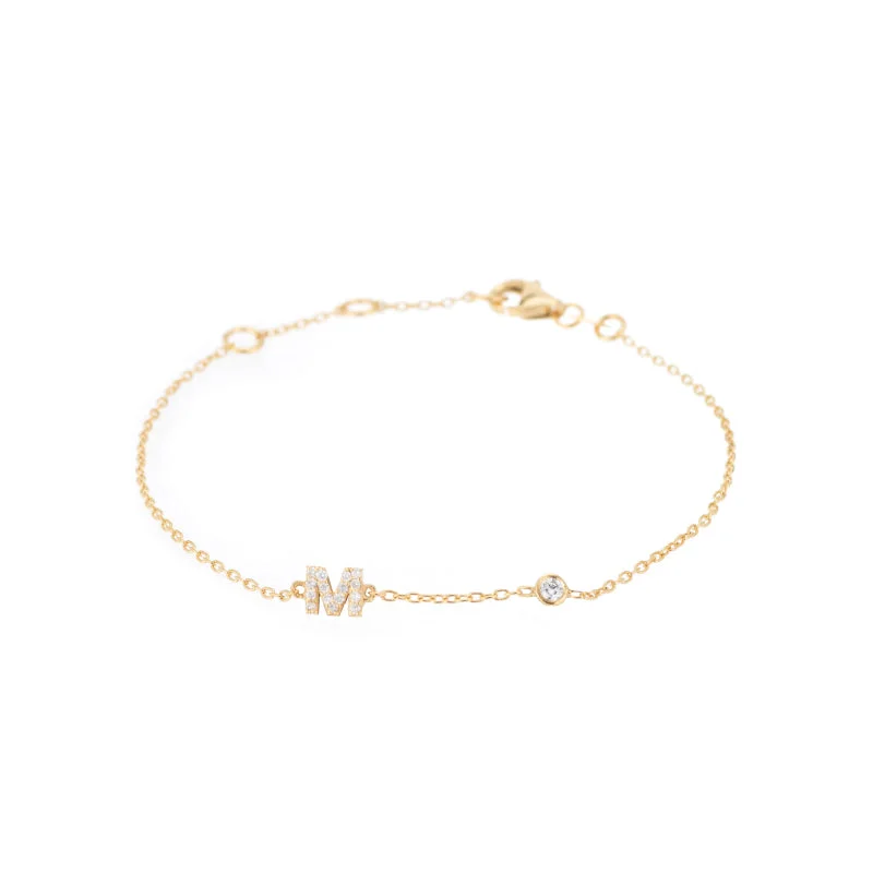 Diamond Pavé and Bezel Personalized Initial Bracelet